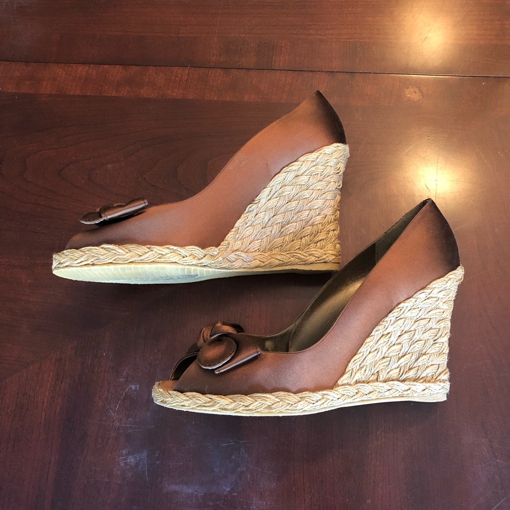 Stuart Weizmann Bow-Accented Espadrille Wedges - image 4